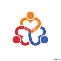 two people hugging each other with a heart in the center on white background logo design