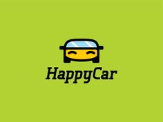 happy car logo on green background