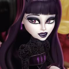 Characters With Ourple Hair, Niche Monster High Characters, Bat Monster High, Purple Charcaters, Monster High Elissabat Pfp, Elisabet Monster High, Monster High Faces, Monster High Elizabeth, Dark Brown Hair Characters