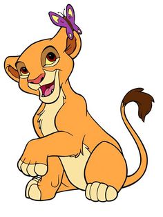 the lion cub is sitting down with a butterfly on its head and eyes wide open