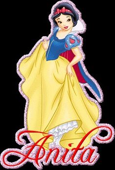 an image of snow princess with the word's name in red and blue on it