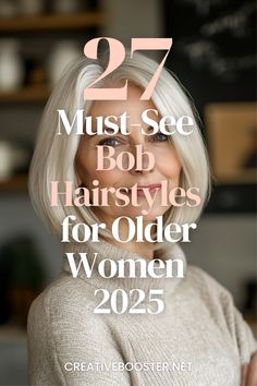 Click for More ➡️ | Save for Later ❤️Looking for the perfect bob haircut in 2025? These must-see styles bring effortless beauty to older women who want a fresh yet timeless look. From sleek straight cuts to textured waves, these bobs add dimension and elegance. Check out the best bob hairstyles trending this year! #BobHairstyles #ShortHairIdeas #HairTrends #SilverFox White Hair Bobs, Older Women With Bobs, Bob On Older Women, Bob Hairstyles For 2025, Grandma Haircuts, Bob Hair Styles For Women Over 50, 80s Bob Haircut, Traditional Bob, Bob Hair Style