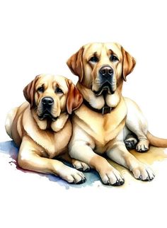 two brown dogs laying next to each other