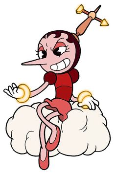 a cartoon character sitting on top of a cloud