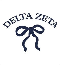 the delta zeta logo is shown in blue and white with a bow on it