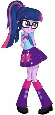 a cartoon girl wearing glasses and a dress