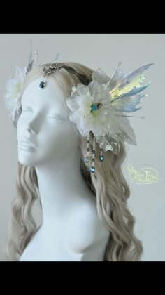 Fairy Head Accessories, White Fantasy Accessories, White Fairy Accessories, Fairy Head Dress, Fairy Head Piece, Fairy Cosplay Accessories, Elven Headdress, Fairy Headdress, Fantasy Head Accessories