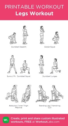 the printable workout poster shows how to do an exercise with your legs and arms