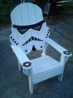 a chair made to look like a storm trooper