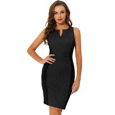 Add to your wardrobe with this striped dress for a business style. This sophisticated dress is flattering with just the right amount of stretch. A Fitted dress for the office takes standard details and mixes them into a one-of-a-kind look that goes from desk to dinner, with no modifications necessary. Occasion: Shopping, Dating, Coffee Shop, Office, Work, Business Meeting, Banquet, Formal, Social Activities, Weekend Gathering, Outdoors, etc. Elastane Ruched Bodycon Dress For Work, V-neck Bodycon Dress For Office, Bodycon V-neck Dress For Office, V-neck Elastane Bodycon Dress For Work, Ruched Sheath Bodycon Dress For Work, V-neck Stretch Bodycon Dress For Work, Workwear Ruched Sheath Bodycon Dress, V-neck Bodycon Office Dress, Black V-neck Bodycon Dress For Office