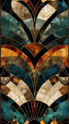 an art deco poster with abstract shapes and colors