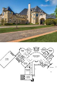 the floor plan for this luxury home is very large and has two levels that are connected to
