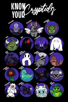 an image of cartoon characters with the words know your cryptels on them