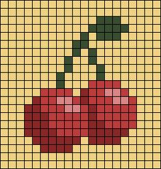 a cross stitch pattern with an apple on it