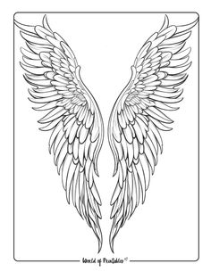 an angel wings tattoo design on a white background