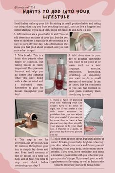 𝘞𝘩𝘢𝘵 𝘢𝘳𝘦 𝘺𝘰𝘶𝘳 𝘦𝘷𝘦𝘳𝘺𝘥𝘢𝘺 𝘩𝘢𝘣𝘪𝘵𝘴?💗✨ Habits For Glow Up, Habits To Glow Up, Cute Habits To Have, Glow Up Habits, Daily Hygiene Habits Guide, Habits To Be Unrecognizable, Girly Habits To Have, Tips For Forming Good Habits, Tips For Forming New Habits