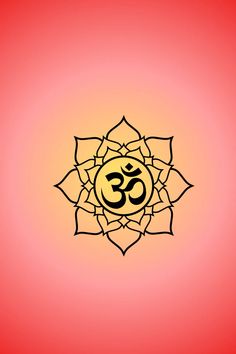 the symbol for yoga on a red and yellow background with an ombreal in the center