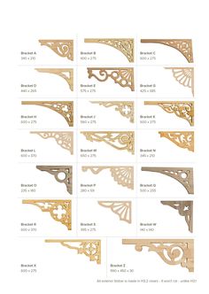 the different types of brackets and brackets are shown in various sizes, shapes and colors