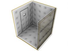 an object is shown in the shape of a cube with two doors and one drawer