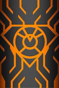 an orange and black background with geometric shapes