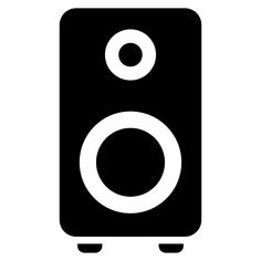 a black and white icon of a speaker