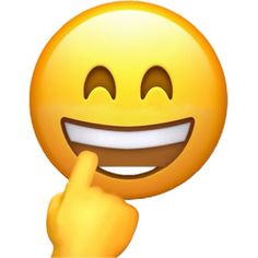 an emoticive smiley face holding up a finger