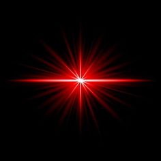 a bright red light shines brightly on a black background with the effect of an optical lens