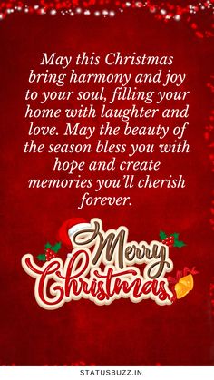 a christmas card with the words merry christmas written in red and white on it,