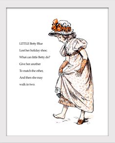 an illustration of a woman in a dress and hat with the words little betty blue