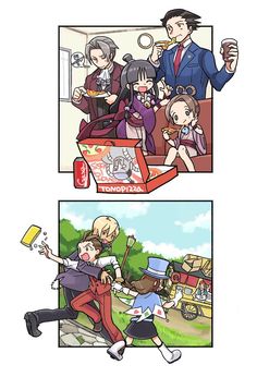 an image of two comics with people in the background and one is holding a drink