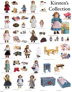 an advertisement for the kristen's collection, with dolls and other toys in it