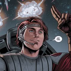 an image of a star wars character holding his fist up