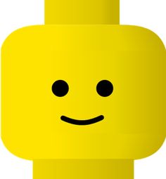 a yellow lego head with black eyes and a smile on it's face in front of a white background