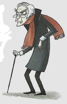 an old man with a cane walking down the street