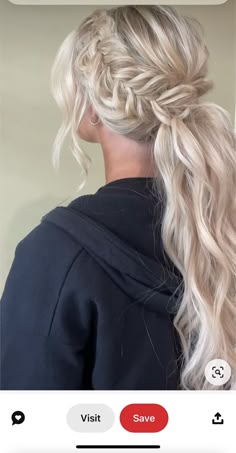 Ponytail Braid Updo, Prom Hairstyles Low Ponytail, Prom Hairstyles Up Do, Prom Hair With Gems, Dance Hairstyles Formal, Trinity Braid, Updo Hairstyles Ponytail, Braid Into Ponytail Prom, Homecoming Hairstyles Long Blonde Hair