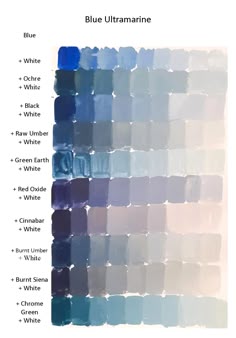 Mixing Chart, What Color Is Cobalt Blue, Blue Mixed, How To Mix Blue, Ultramarine Painting, Blue Mix Color, How To Mix Cobalt Blue, Marine Color, Colors That Go With Ultramarine Blue