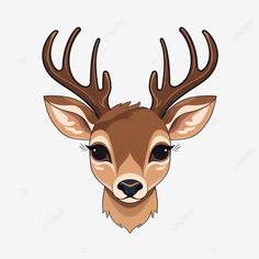 the head of a deer with antlers on it's horns, cartoon, animal png and psd