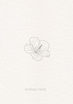 a white flower with the words monika nor written in black and white on it