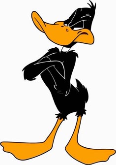 an image of a cartoon character with black and yellow feathers on his head, arms and legs