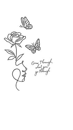 a woman's face with butterflies flying over her head and the words come through what you