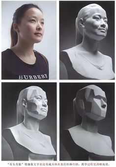 four different images of a woman's head with multiple angles to show the face