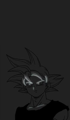 a black and white drawing of a young gohan with his eyes wide open in the dark