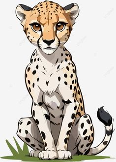a cartoon cheetah sitting on the ground