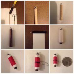 several pictures of different things made out of pencils, paper clips and magnets