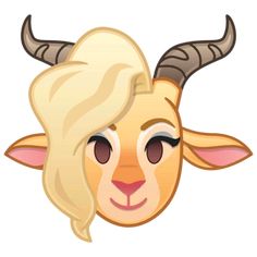 the head of a goat with horns on it's face is drawn in cartoon style