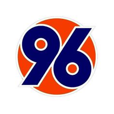 an orange and blue logo with the number 98 in it's center, on a white background