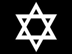 the star of david on a black background with white lines in the shape of a hexagram