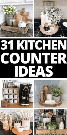 the kitchen counter is decorated in white and black