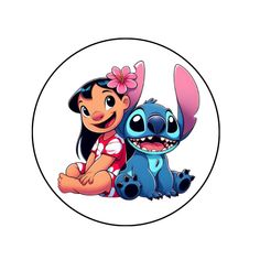 the cartoon character stitch and stitch hugging each other