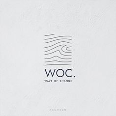the logo for woc waves of change is shown in black and white on a white background